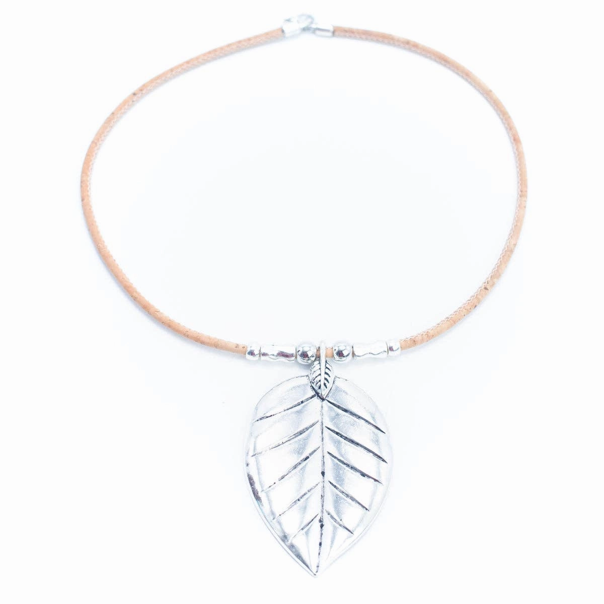 Leaves  handmade women's cork necklace N-208-5