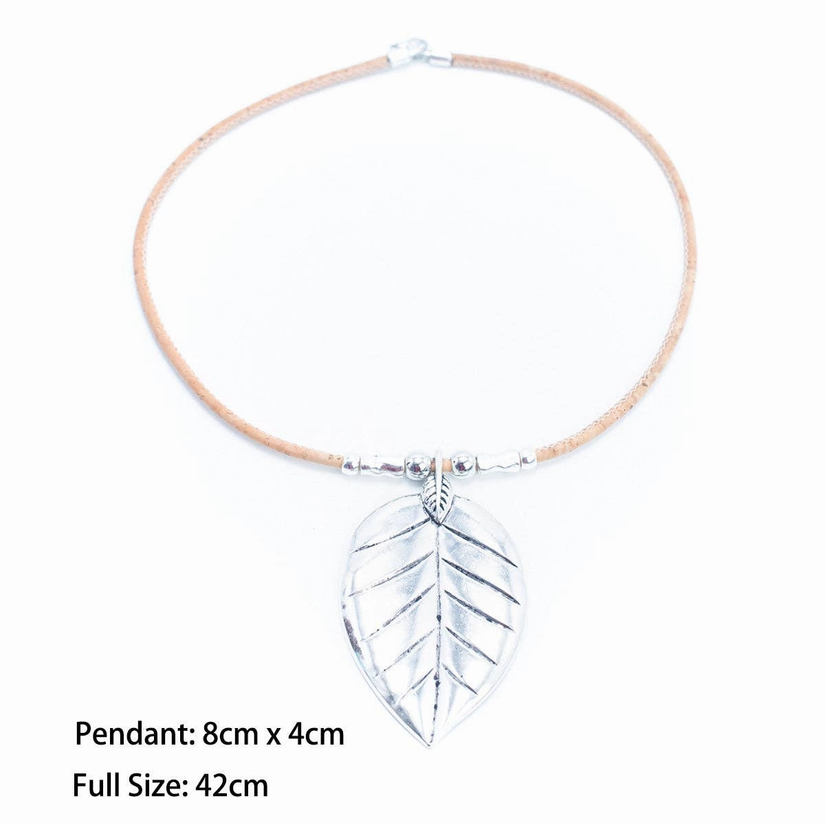 Leaves  handmade women's cork necklace N-208-5