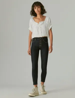 Lucky Brand High Rise Bridgette Skinny W/ Exposed Button Fly Addison Lucky Brand