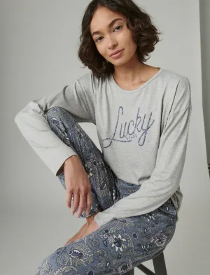 Lucky Brand Lucky Script & Jogger Sleep Set Dark Grey Lucky Brand