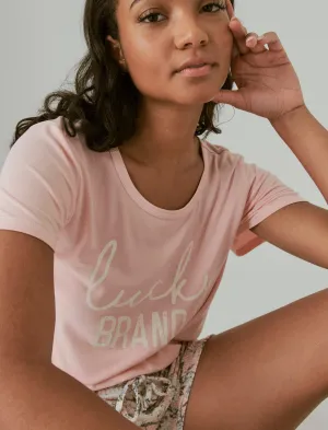 Lucky Brand Lucky Waffle Short Sleep Set Coral Pink Lucky Brand