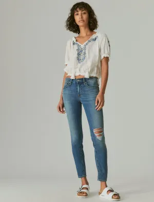 Lucky Brand Mid Rise Ava Super Skinny Destruct Park Royal Lucky Brand