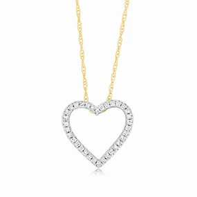 Luminesce Lab Grown 1/10 Carat Diamond Heart Pendant in 9ct Yellow Gold