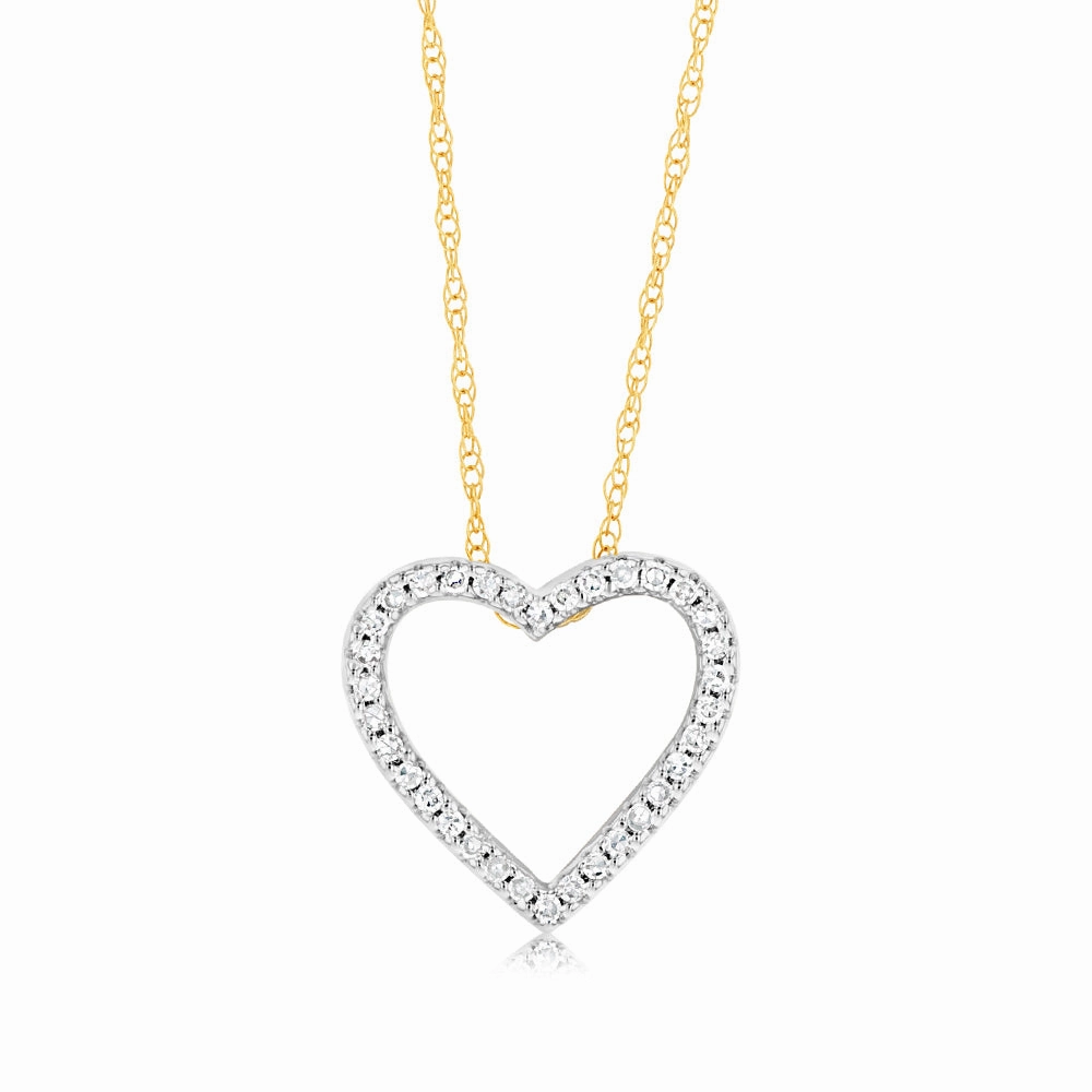 Luminesce Lab Grown 1/10 Carat Diamond Heart Pendant in 9ct Yellow Gold