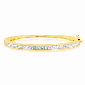 Luminesce Lab Grown 1/2 Carat Diamond Bangle in 9ct Yellow Gold