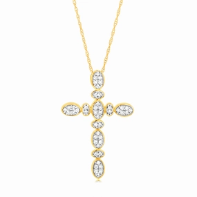 Luminesce Lab Grown 1/4 Carat Cross Pendant in 9ct Yellow Gold