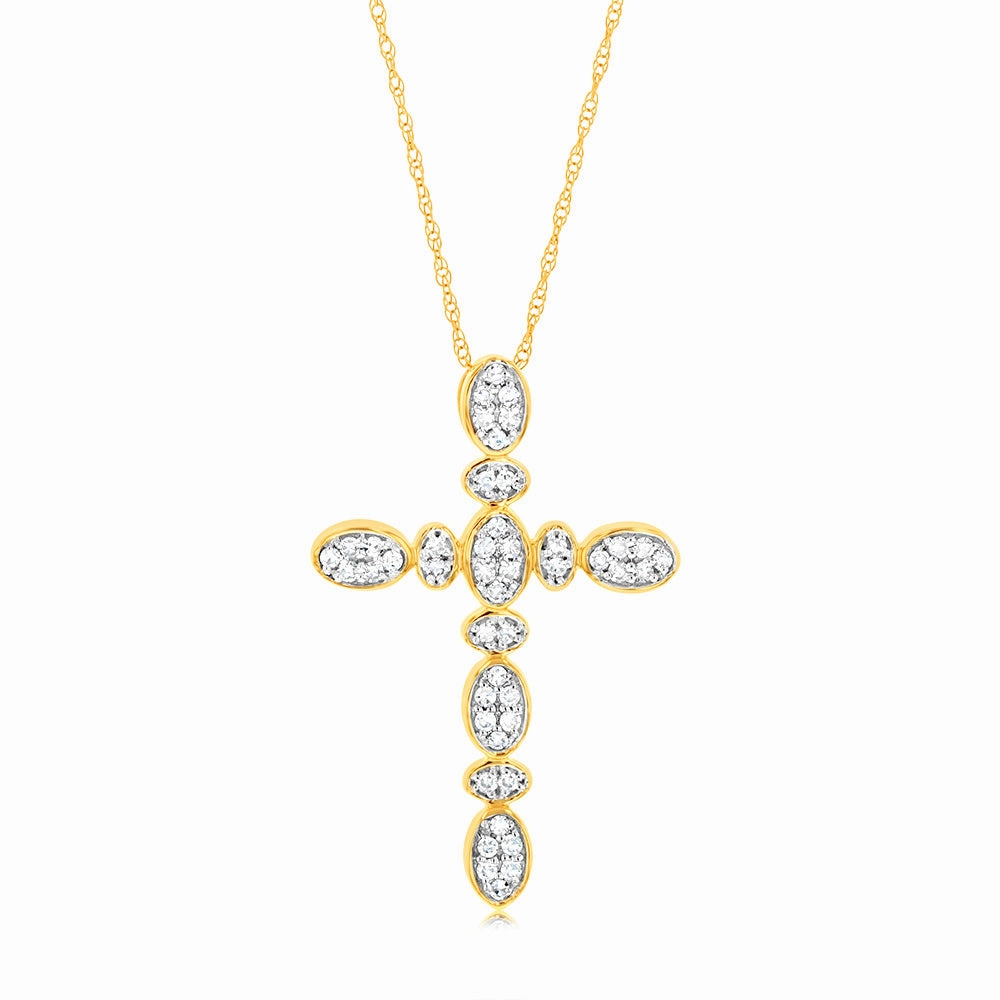 Luminesce Lab Grown 1/4 Carat Cross Pendant in 9ct Yellow Gold
