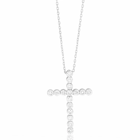 Luminesce Lab Grown 9ct White Gold 0.95 Carat Diamond Cross Pendant
