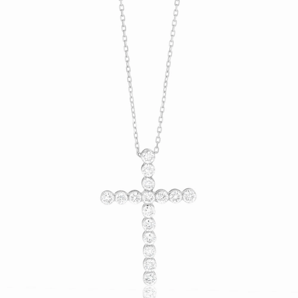 Luminesce Lab Grown 9ct White Gold 0.95 Carat Diamond Cross Pendant