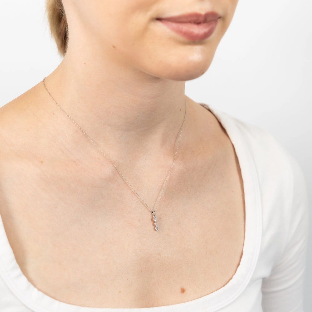 Luminesce Lab Grown 9ct White Gold 1/3 Carat Diamond 3-Stone Pendant on 45cm Chain