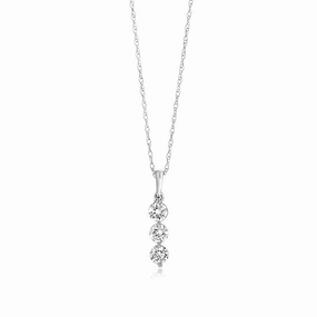 Luminesce Lab Grown 9ct White Gold 1/3 Carat Diamond 3-Stone Pendant on 45cm Chain