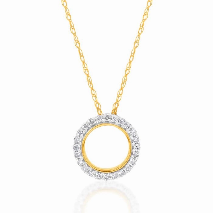 Luminesce Lab Grown 9ct Yellow Gold 0.10 Carat Diamond Circle of Life Pendant
