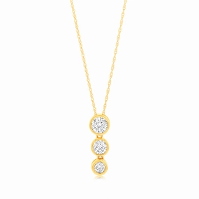 Luminesce Lab Grown 9ct Yellow Gold 0.80 Carat Diamond Pendant with 3 Diamonds on 45cm Chain
