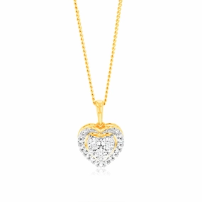 Luminesce Lab Grown 9ct Yellow Gold 16 Diamonds Heart Pendant