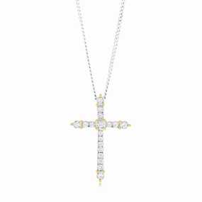 Luminesce Lab Grown 9ct Yellow Gold 1/10 Carat Cross Diamond Pendant