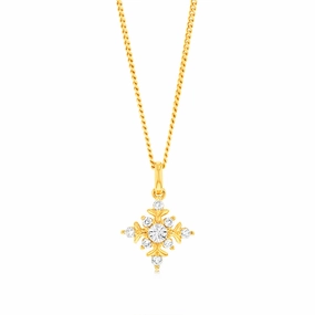 Luminesce Lab Grown 9ct Yellow Gold 1/10 Carat Diamond Snowflake Pendant