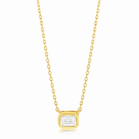 Luminesce Lab Grown 9ct Yellow Gold 1/5 Carat Diamond Emerald Shaped Bezel Pendant