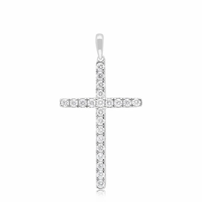 Luminesce Lab Grown Cross 1/2 Carat Diamond Pendant in 14ct White Gold