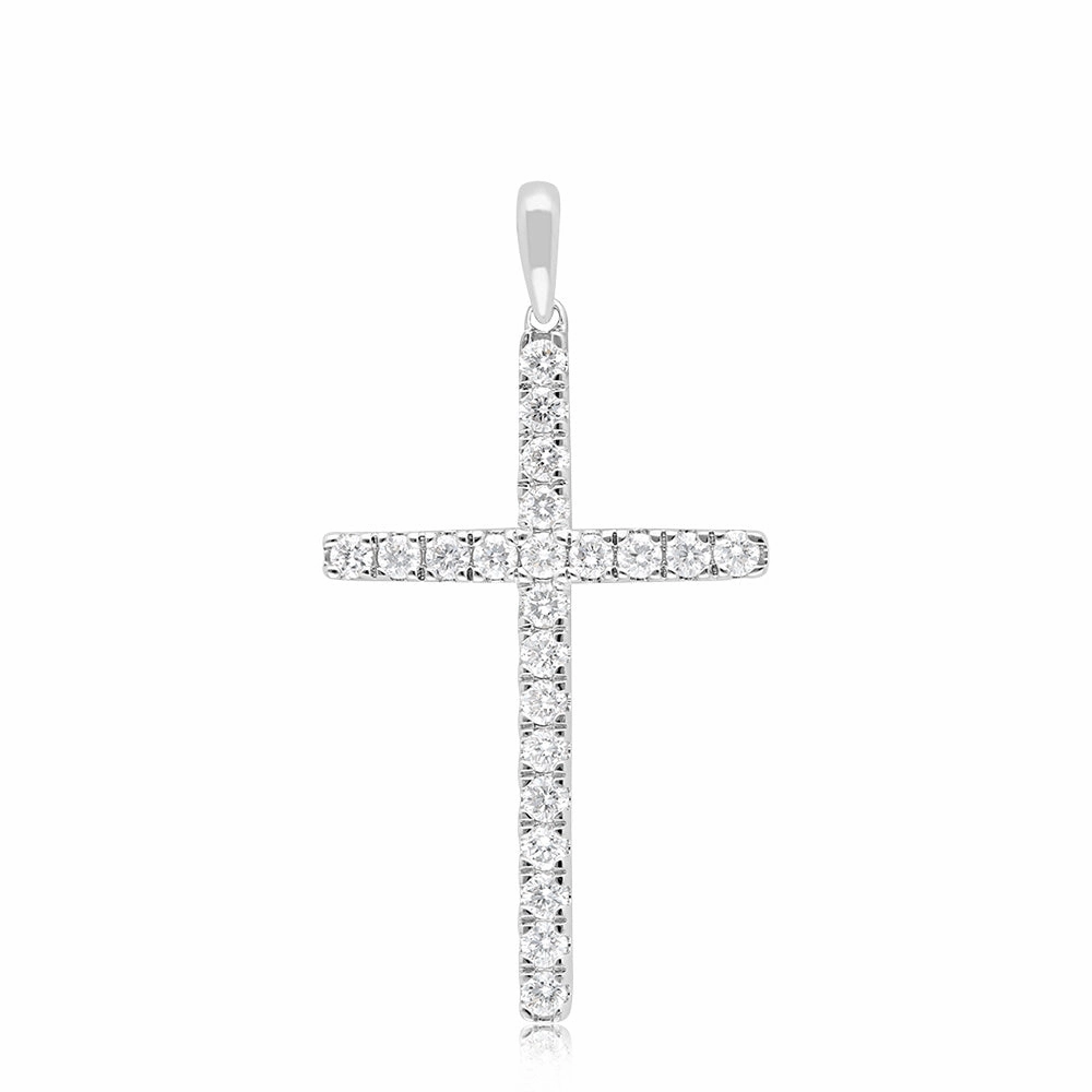 Luminesce Lab Grown Cross 1/2 Carat Diamond Pendant in 14ct White Gold