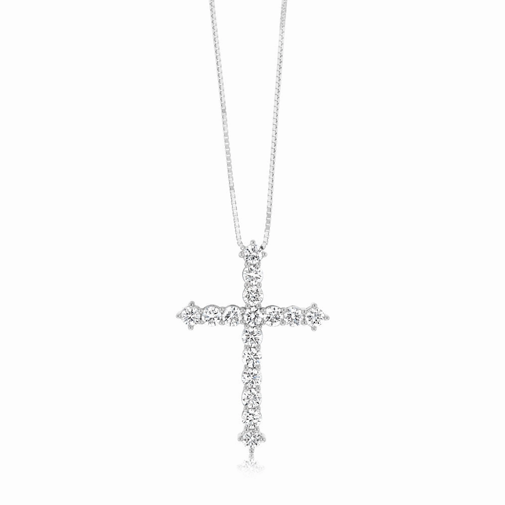 Luminesce Lab Grown Cross Pendant in 1 Carat Diamond with Silver Slider Chain