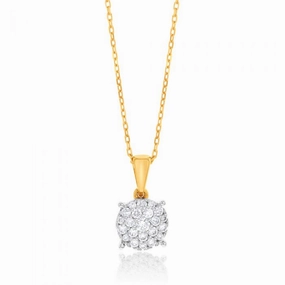 Luminesce Lab Grown Diamond 1/4 Carat Cluster Pendant in 9ct Yellow Gold With Chain