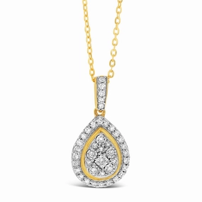 Luminesce Lab Grown Diamond 1/5 Carat Pear Pendant on 45cm Chain in 9ct Yellow Gold