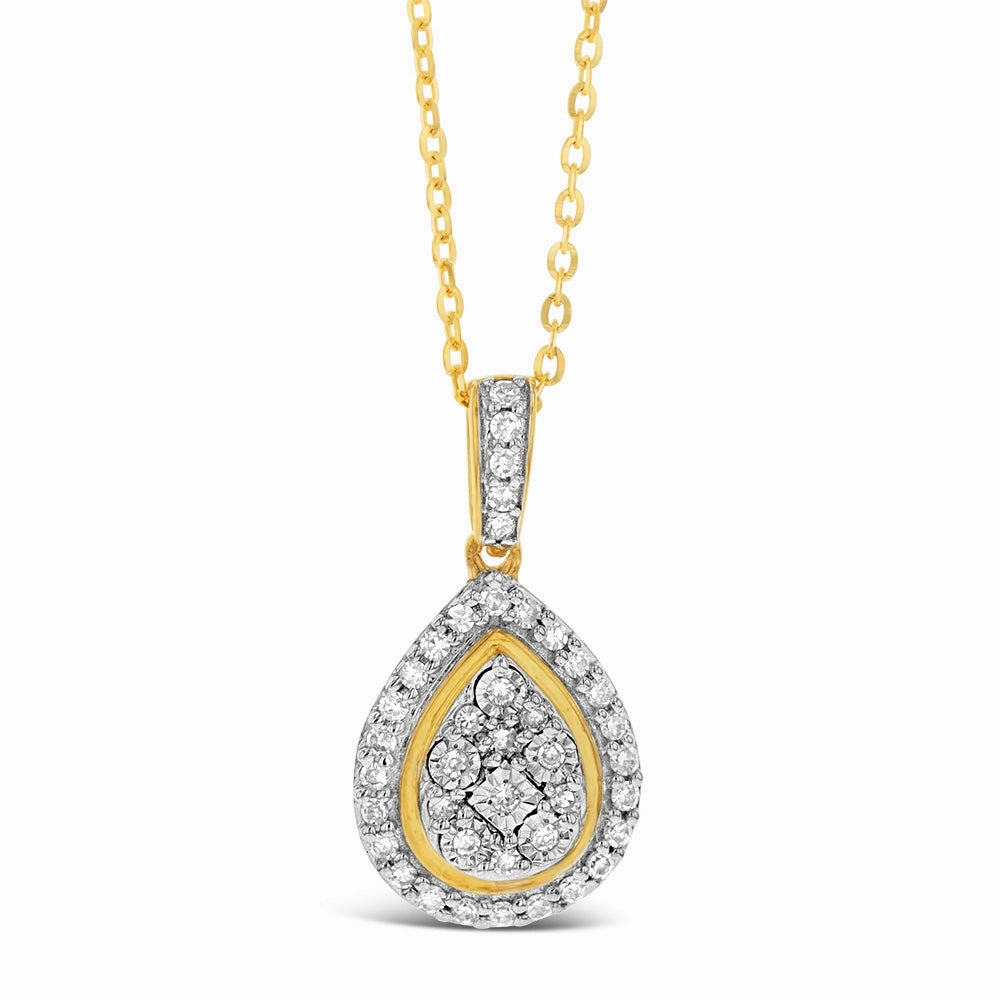 Luminesce Lab Grown Diamond 1/5 Carat Pear Pendant on 45cm Chain in 9ct Yellow Gold