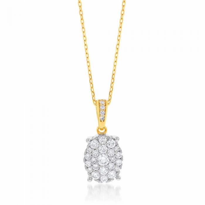 Luminesce Lab Grown Diamond .45 Carat Cluster Pendant in 9ct Yellow Gold With Chain