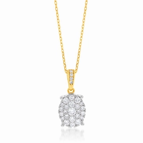 Luminesce Lab Grown Diamond .45 Carat Cluster Pendant in 9ct Yellow Gold With Chain