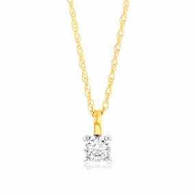 Luminesce Lab Grown Diamond Solitaire Pendant in 9ct Yellow Gold With Chain