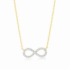 Luminesce Lab Grown Infinity Diamond Pendant in 9ct Yellow Gold