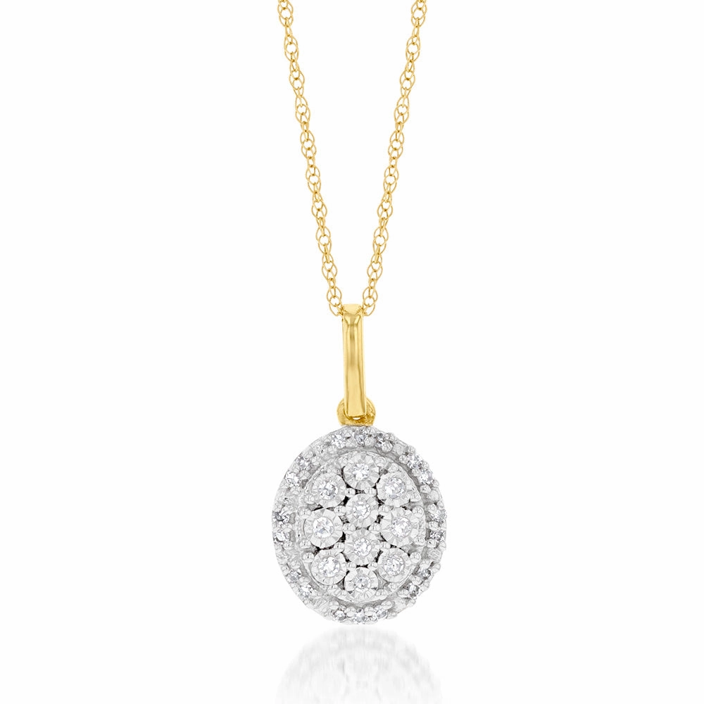 Luminesce Lab Grown Oval Diamond Pendant in 9ct Yellow Gold