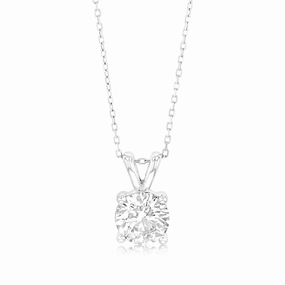 Luminesce Lab Grown Solitaire 2Ct Diamond Pendant in 9ct White Gold with Adjustable Chain
