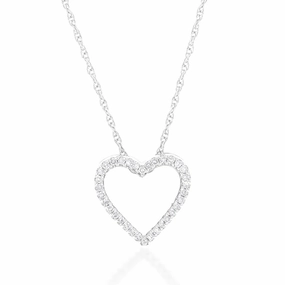 Luminesce Lab Grown Sterling Silver 0.10 Carat Diamond Heart Pendant with 34 Diamonds