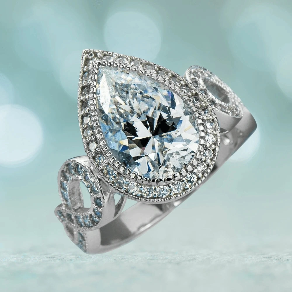 Marie Anna Teardrop Rhodium Ring