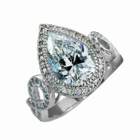 Marie Anna Teardrop Rhodium Ring