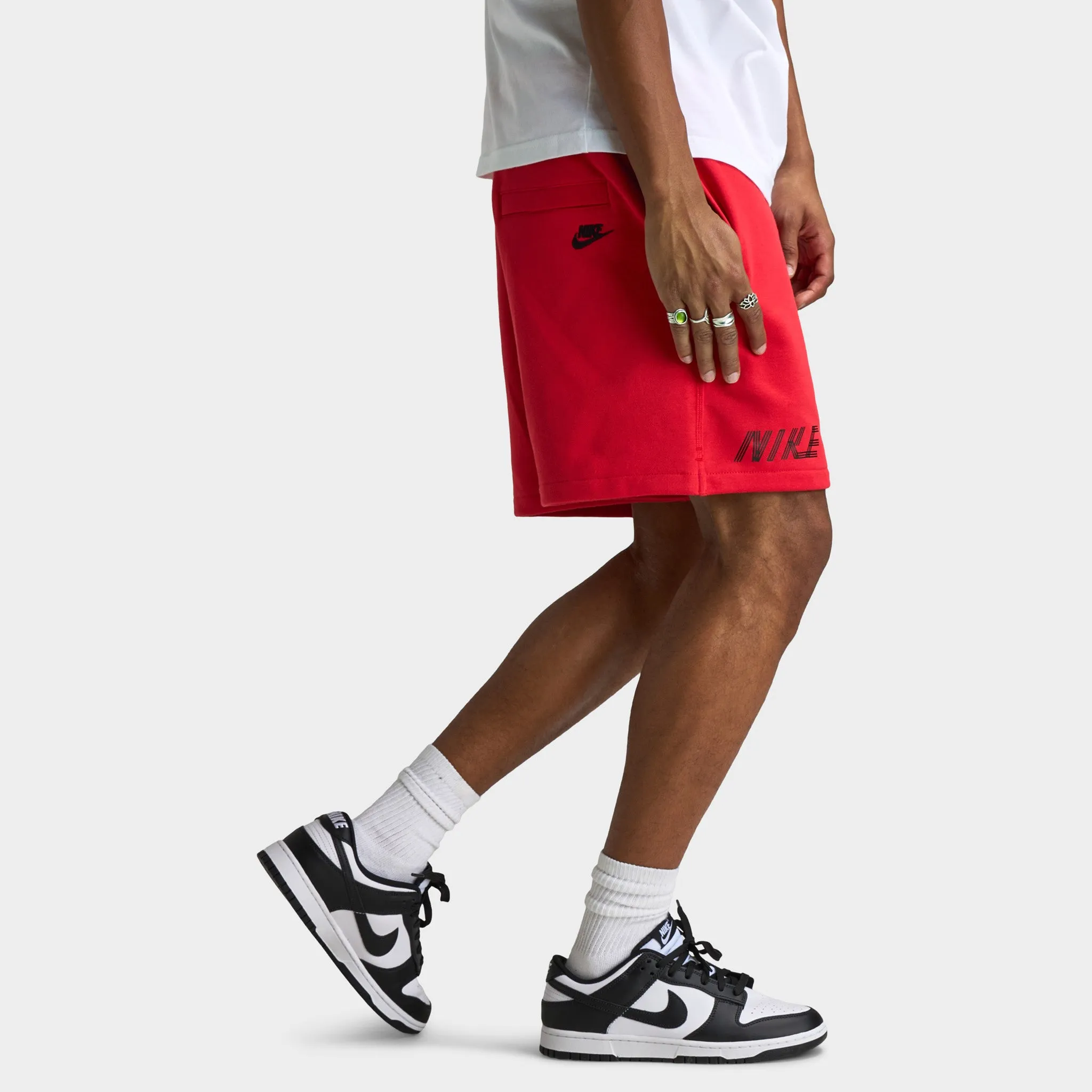Mens Nike Nike Club French Terry Flow Cycle Shorts University Red / Black - Black