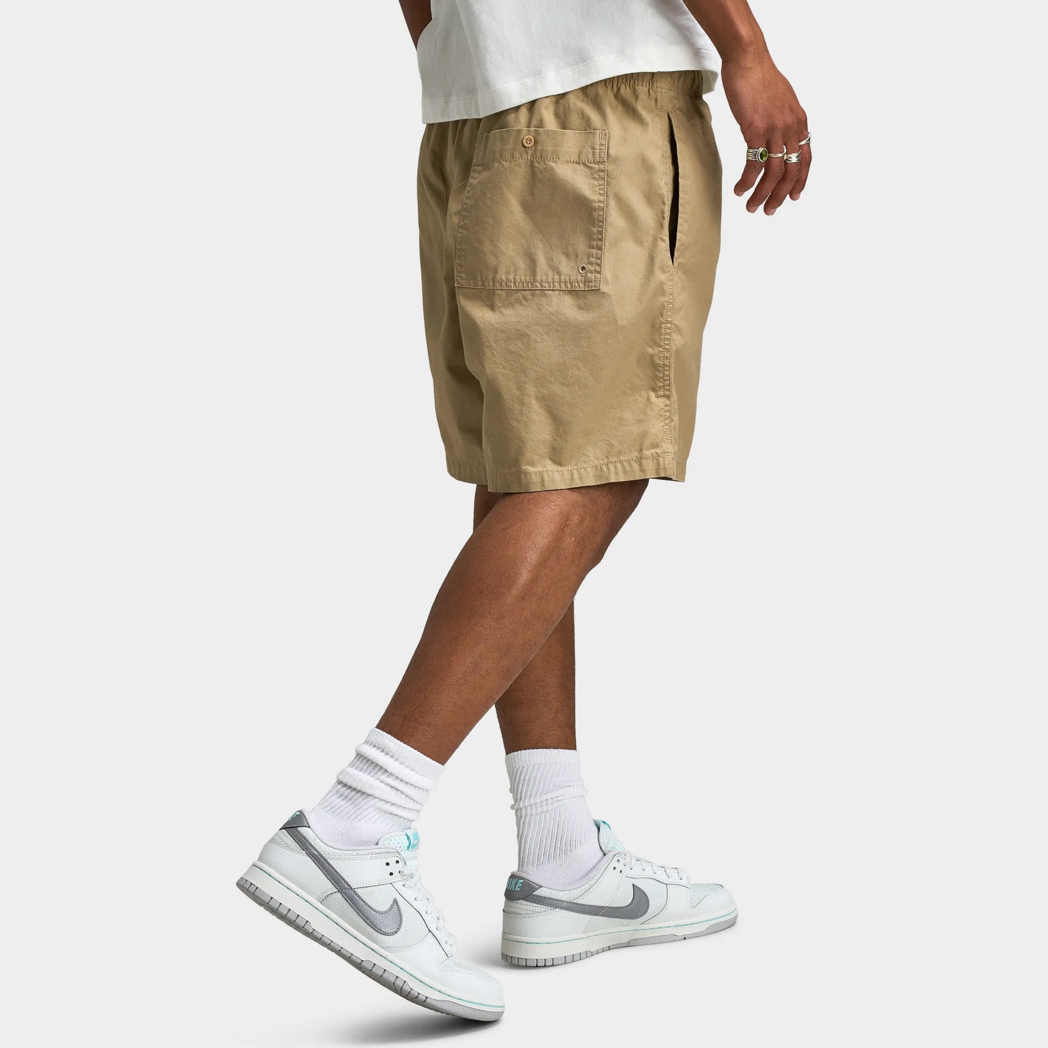 Mens Nike Nike Club Washed Flow Shorts Parachute Beige / Parachute Beige