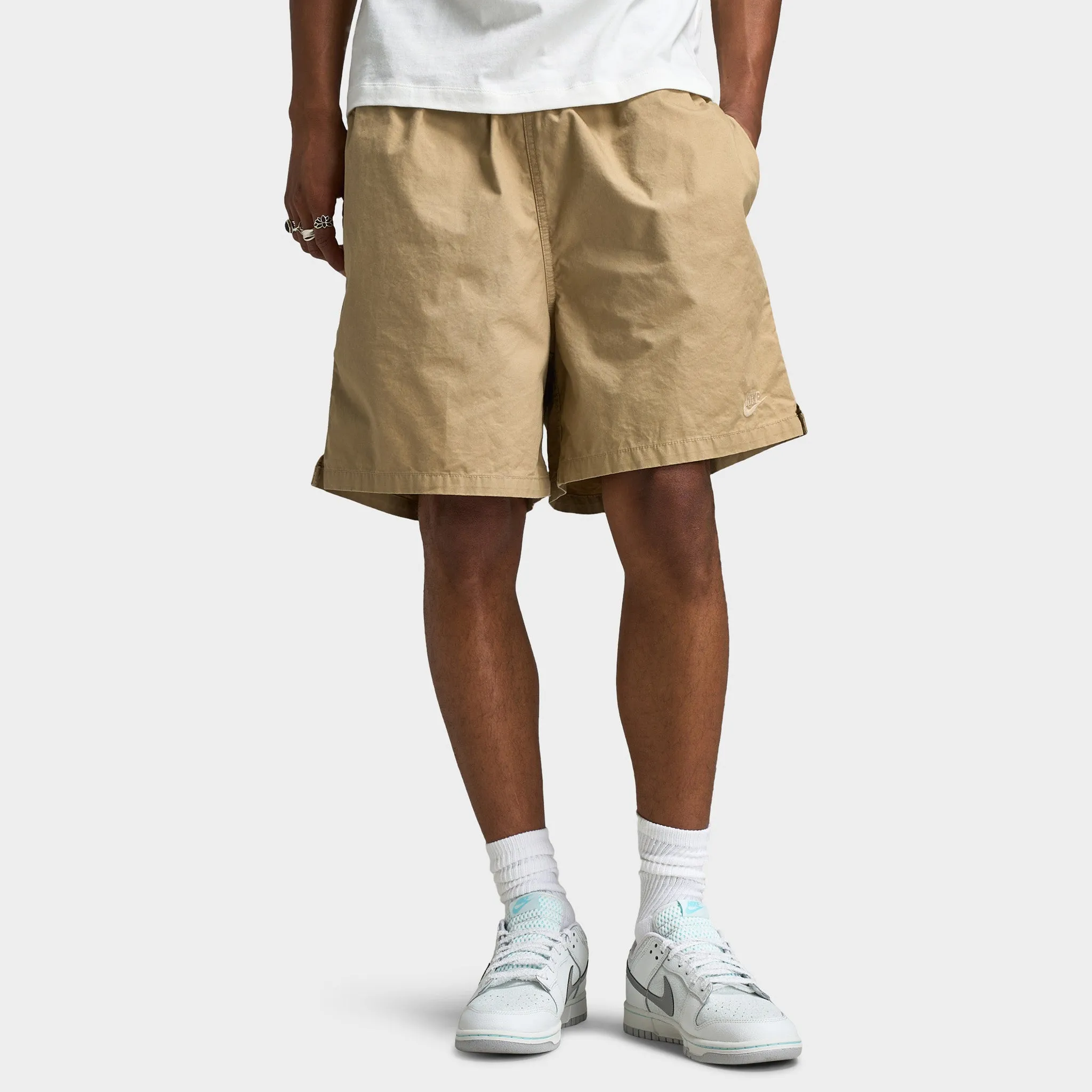 Mens Nike Nike Club Washed Flow Shorts Parachute Beige / Parachute Beige