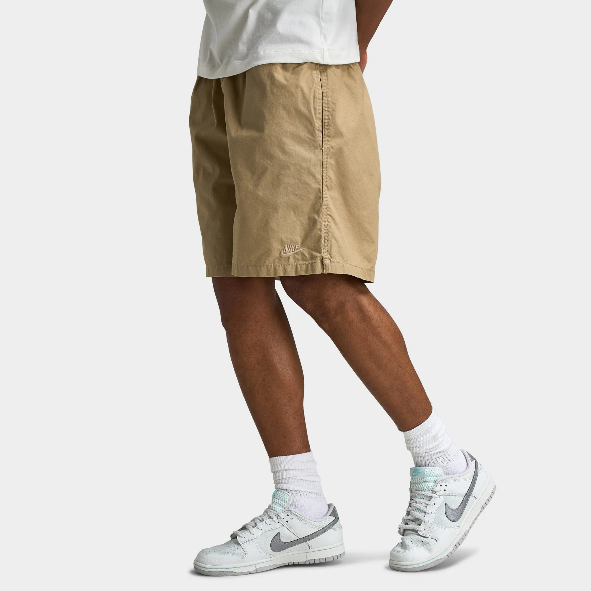 Mens Nike Nike Club Washed Flow Shorts Parachute Beige / Parachute Beige