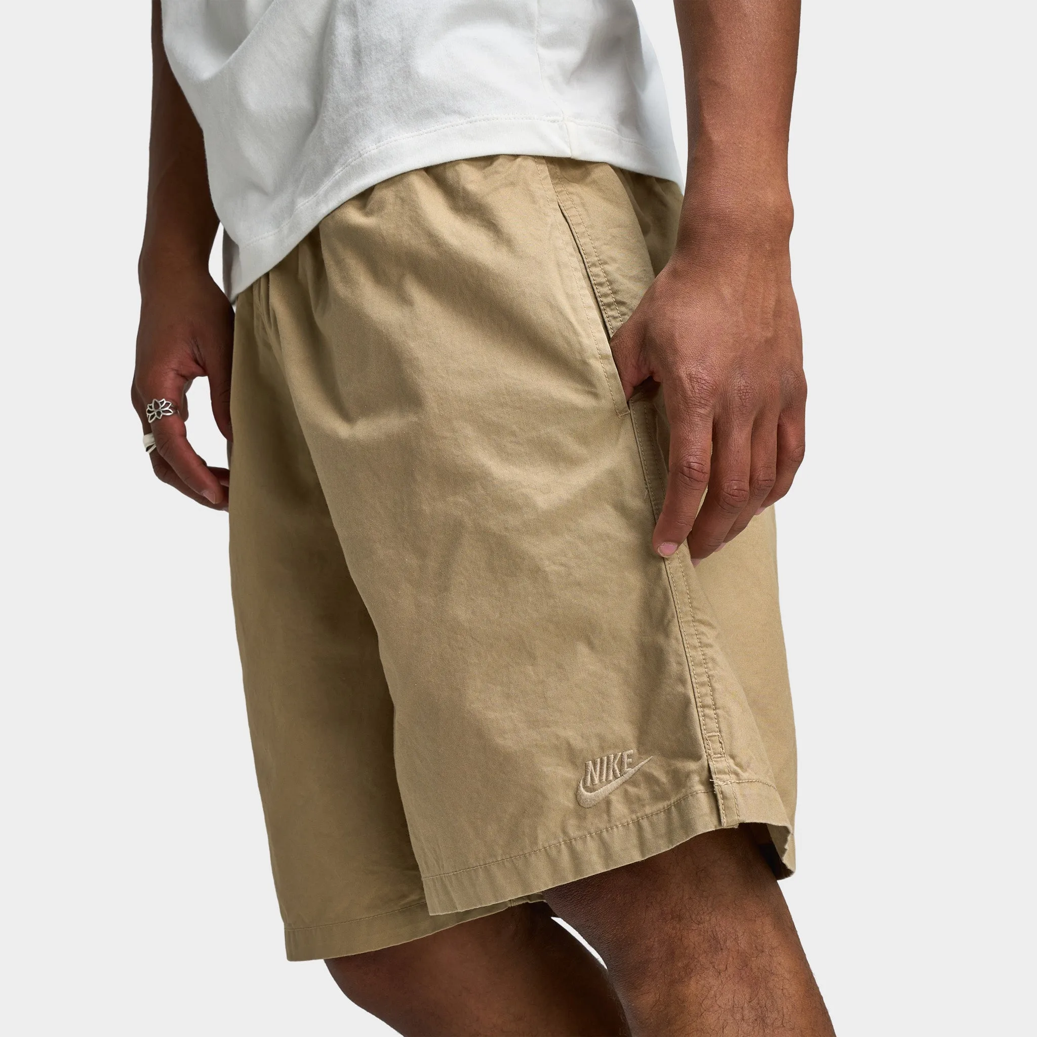 Mens Nike Nike Club Washed Flow Shorts Parachute Beige / Parachute Beige