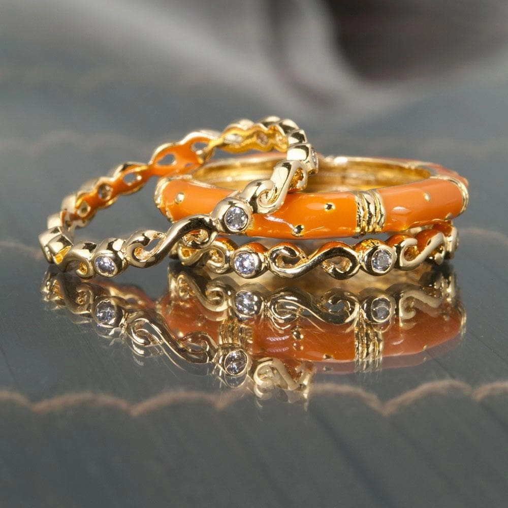 Ming Enamel Stacker Terracotta Rings