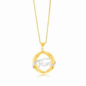MUM Diamond Pendant in 9ct Yellow Gold