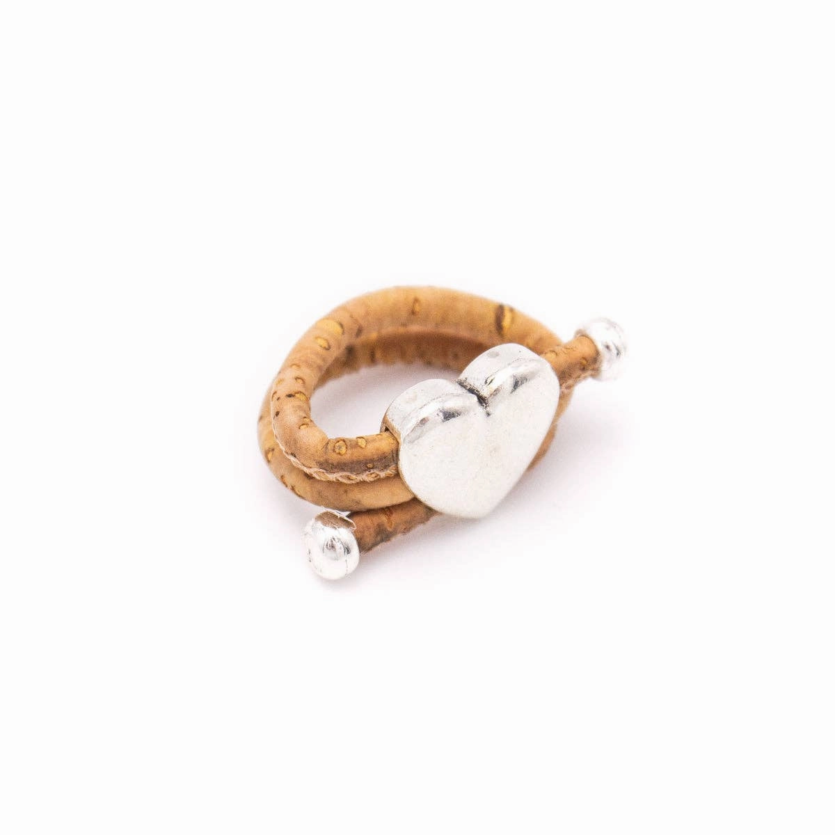 Natural Cork and Heart Fittings Handmade Ring  RW-034-A-10