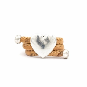 Natural Cork and Heart Fittings Handmade Ring  RW-034-A-10