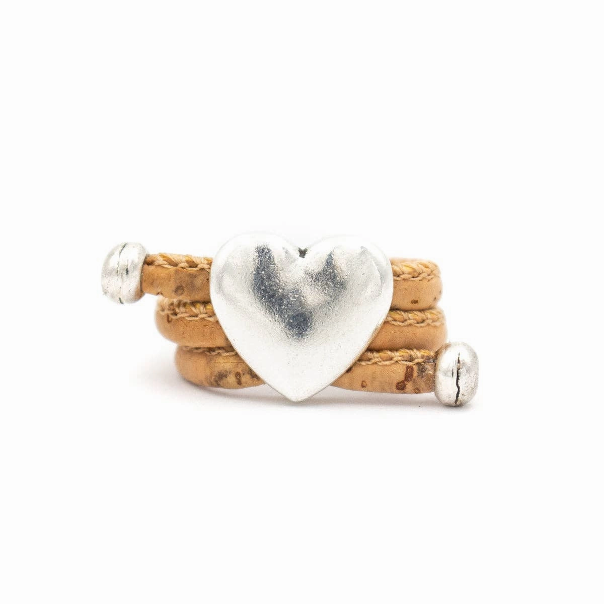 Natural Cork and Heart Fittings Handmade Ring  RW-034-A-10