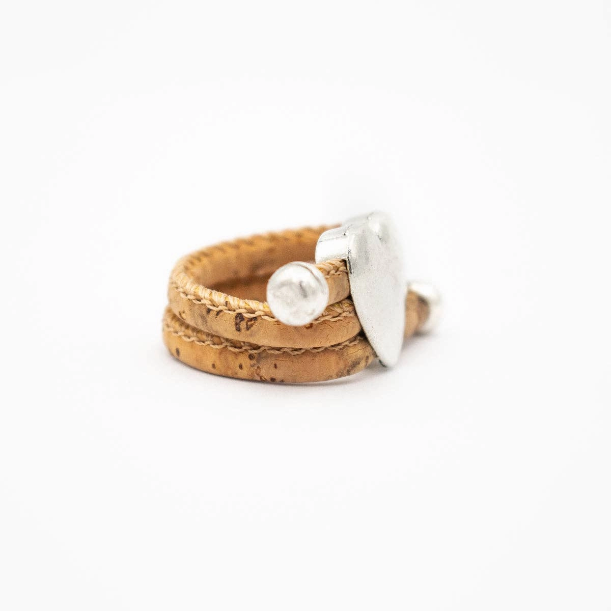 Natural Cork and Heart Fittings Handmade Ring  RW-034-A-10