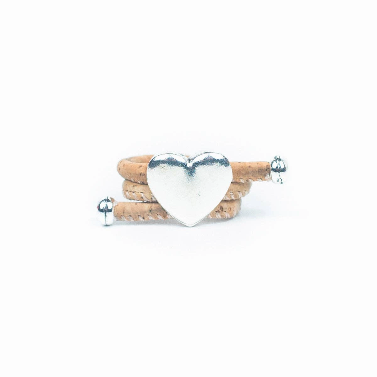 Natural Cork and Heart Fittings Handmade Ring RW-034-MIX-10