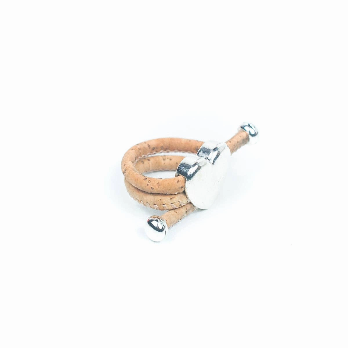 Natural Cork and Heart Fittings Handmade Ring RW-034-MIX-10
