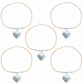 Natural cork cord and a heart  shape Pendant handmade women's fashion necklace NE-1076-5